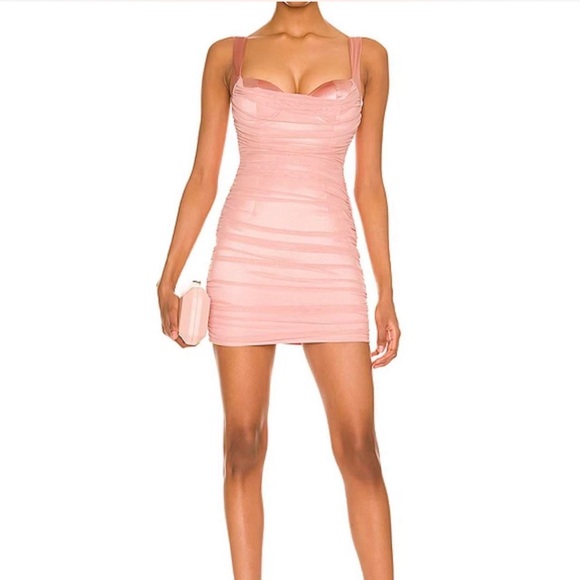 More to Come revolve Drape Mesh Dress in Baby Pink sz-med - Picture 1 of 6